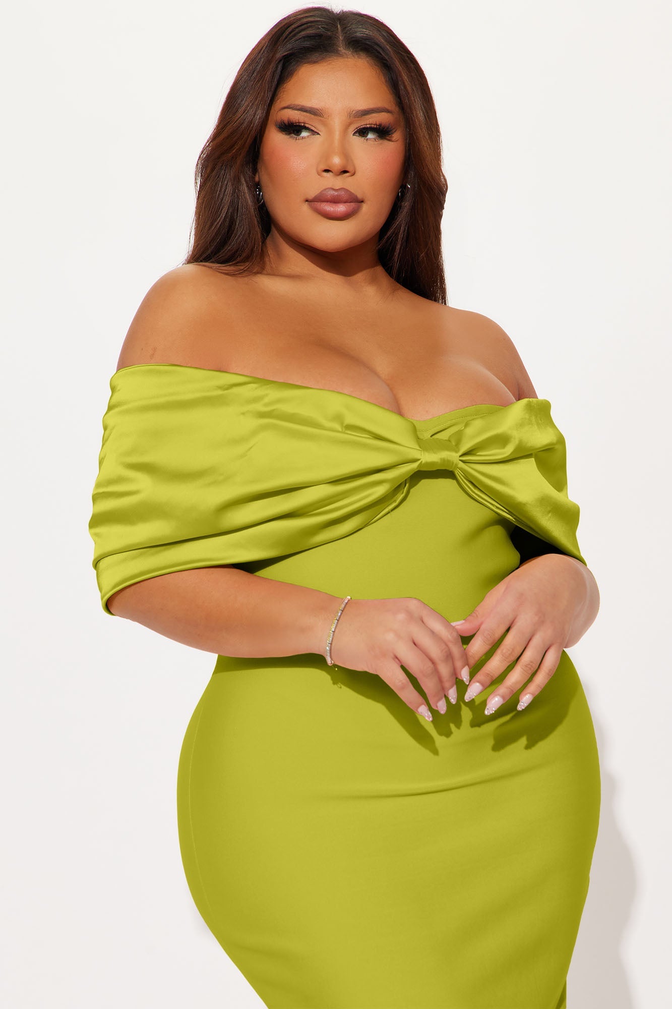 Pretty Privilege Bandage Midi Dress - Chartreuse