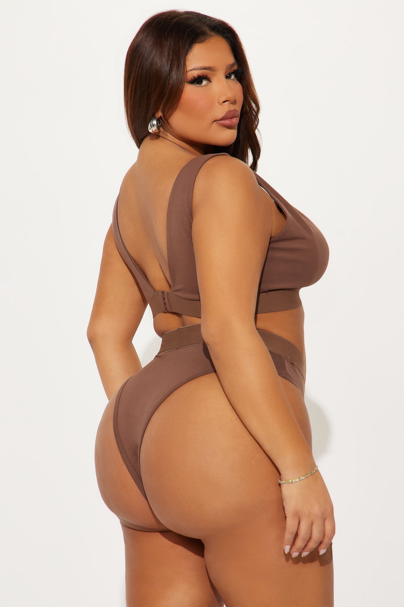 FN Mood Triangle Bralette And Panty Set - Chocolate