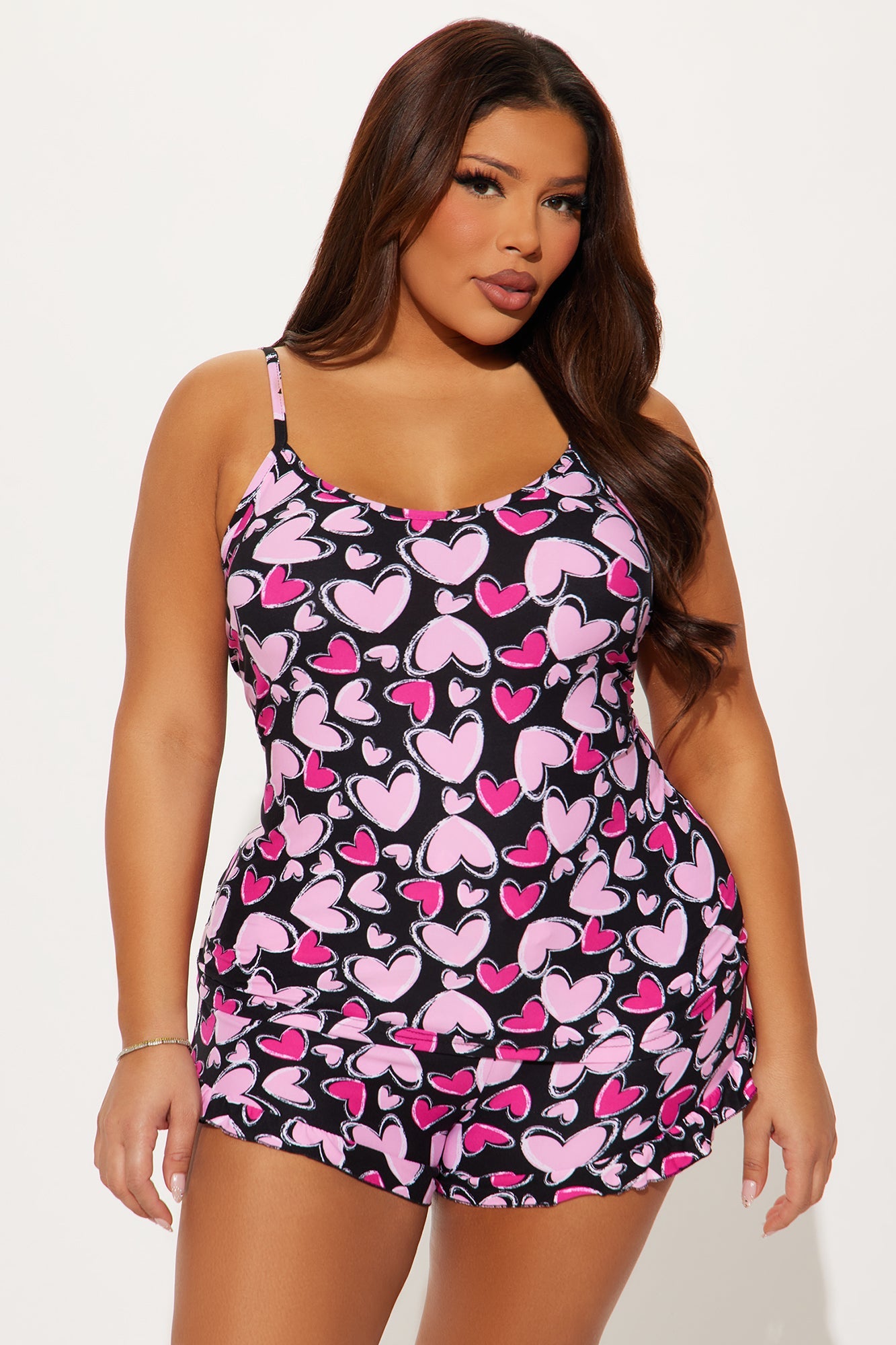 Love In The Air PJ Short Set - Black/Pink