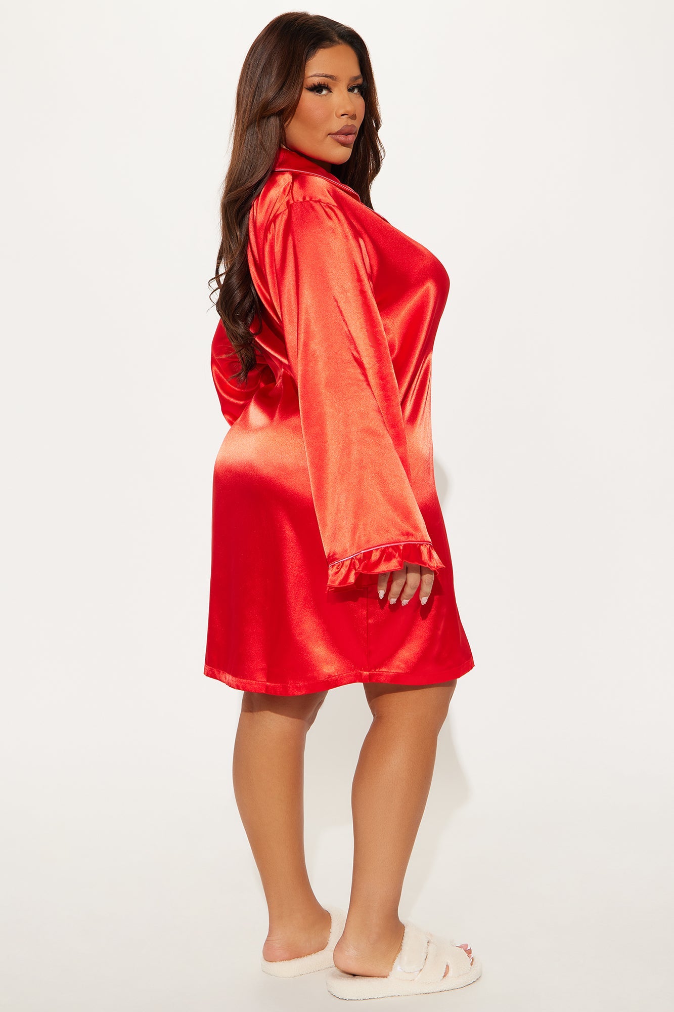 Crushing On You Satin PJ Sleep Shirt - Red