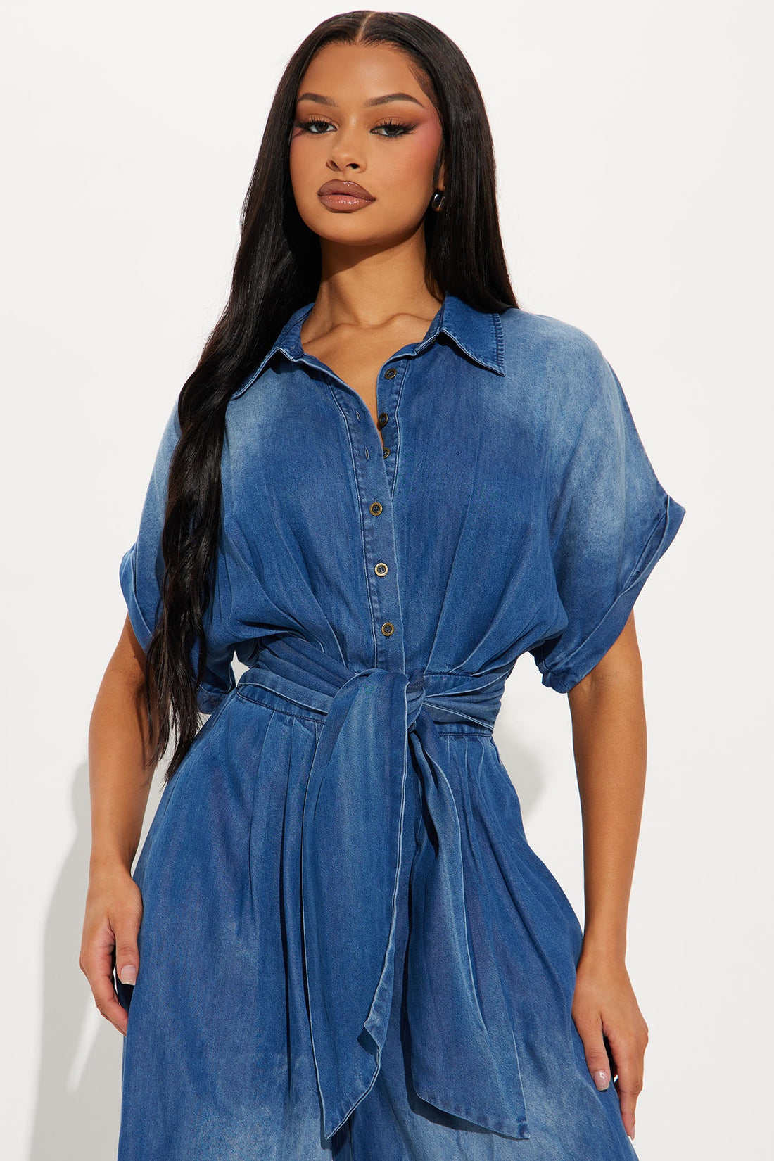 Lorette Chambray Jumpsuit - Medium Wash