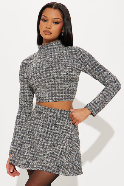 Carolina Tweed Skirt Set - Black/White