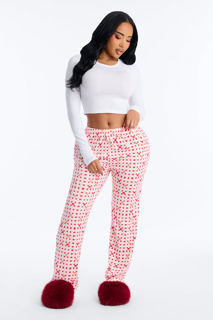 Sweetest Bear PJ Pants - Red/White