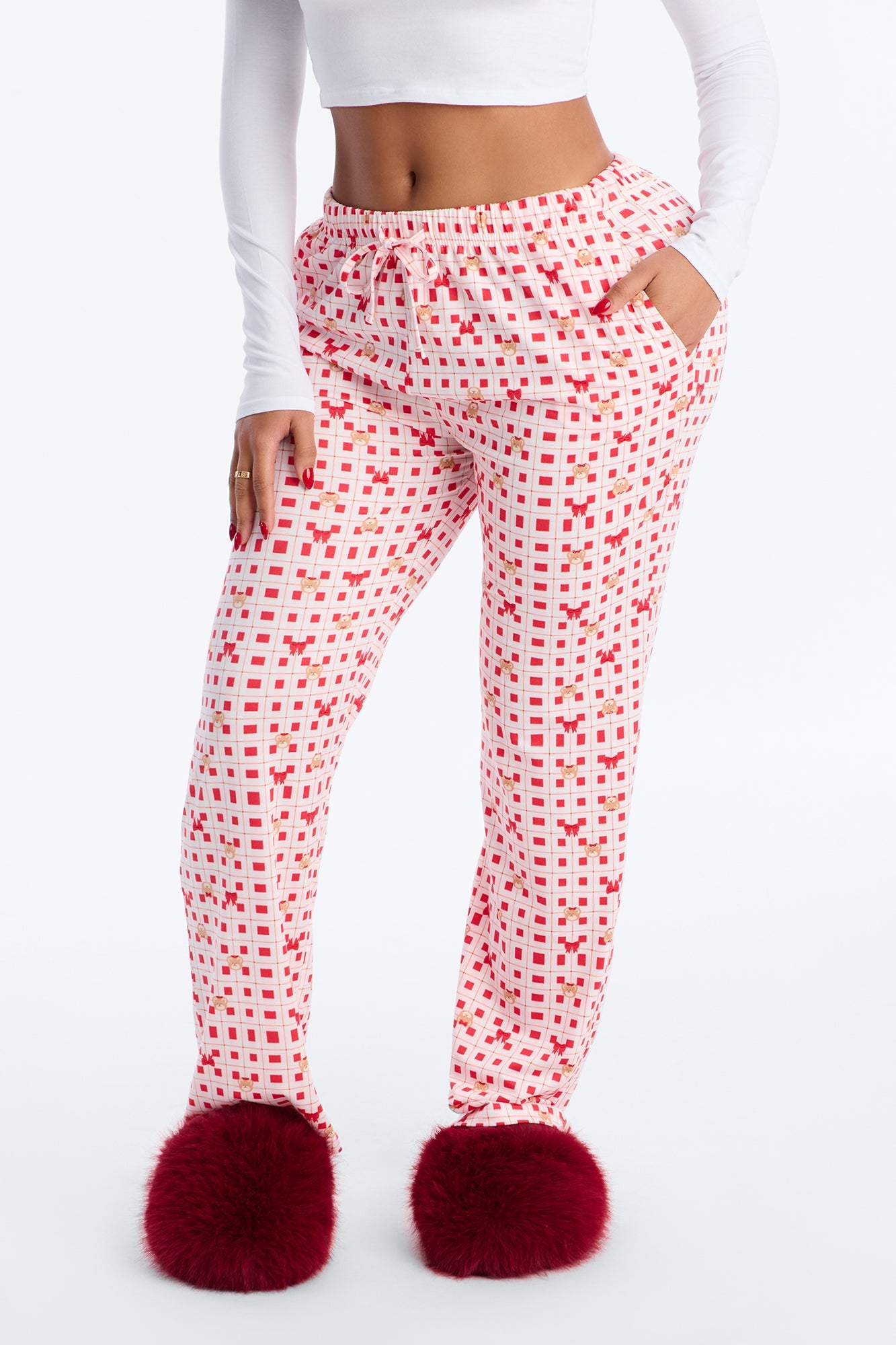 Sweetest Bear PJ Pants - Red/White