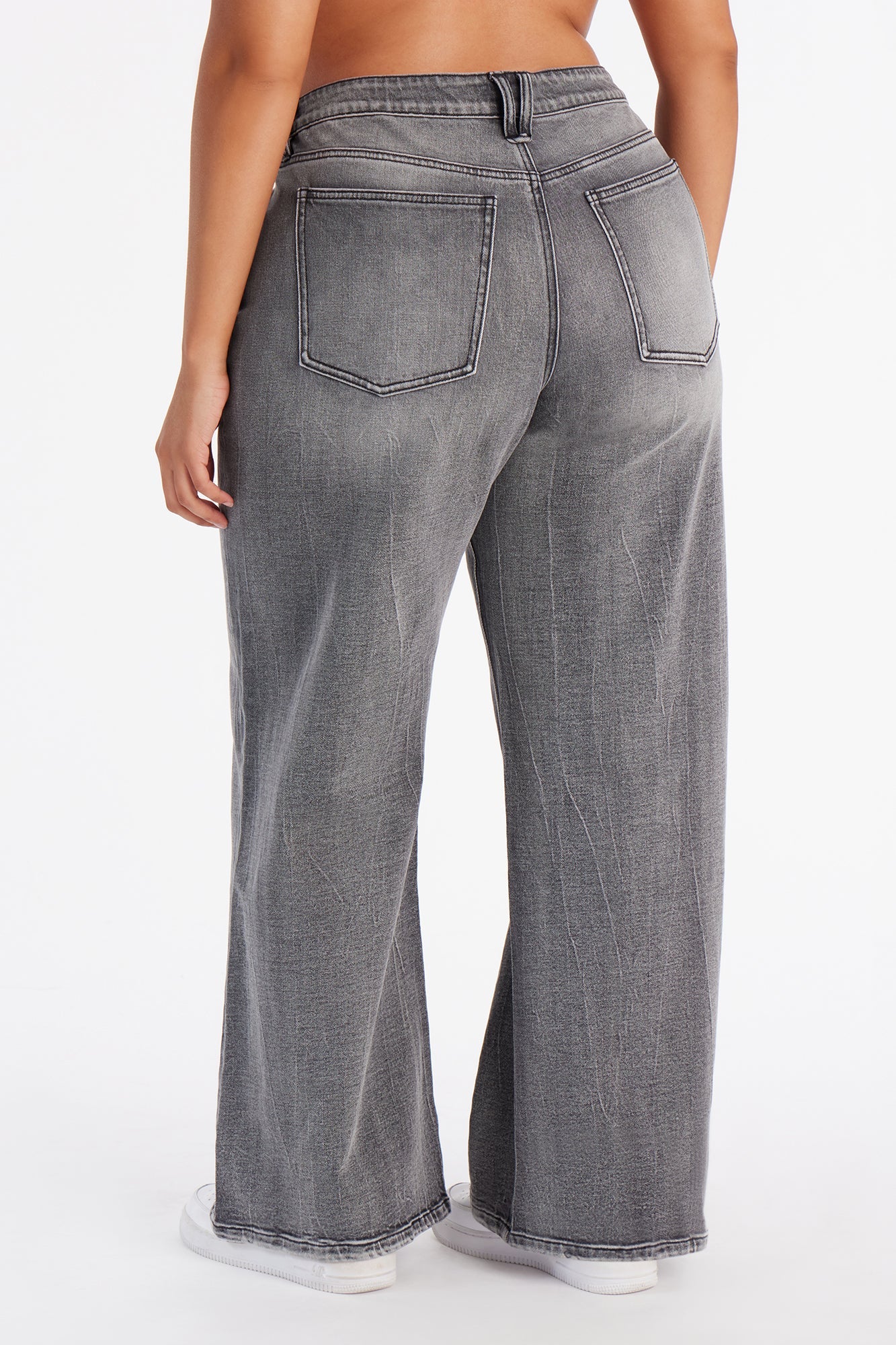 Crystal Clear Stretch Wide Leg Jeans - Black Wash