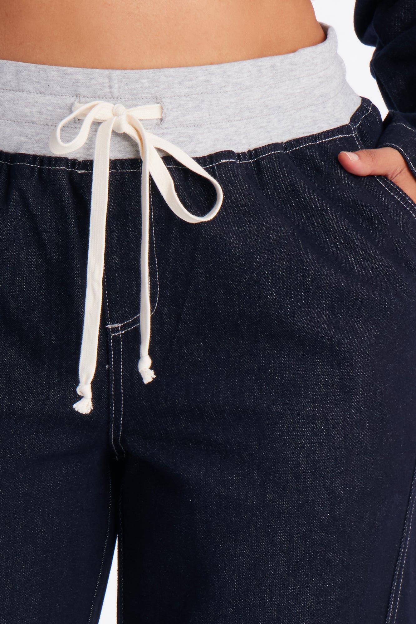 Sheffield Drawstring Baggy Jeans - Dark Denim