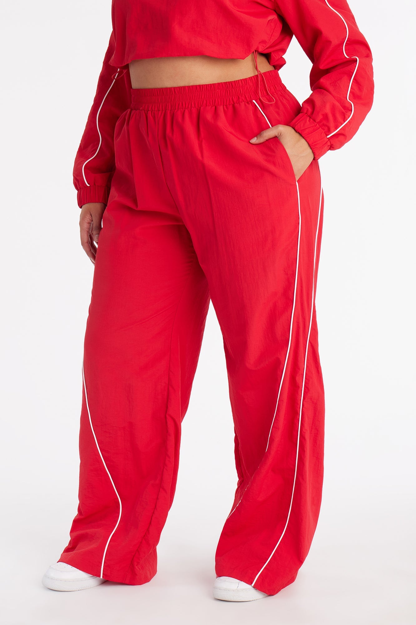 Around The Track Windbreaker Track Pants - Red/combo