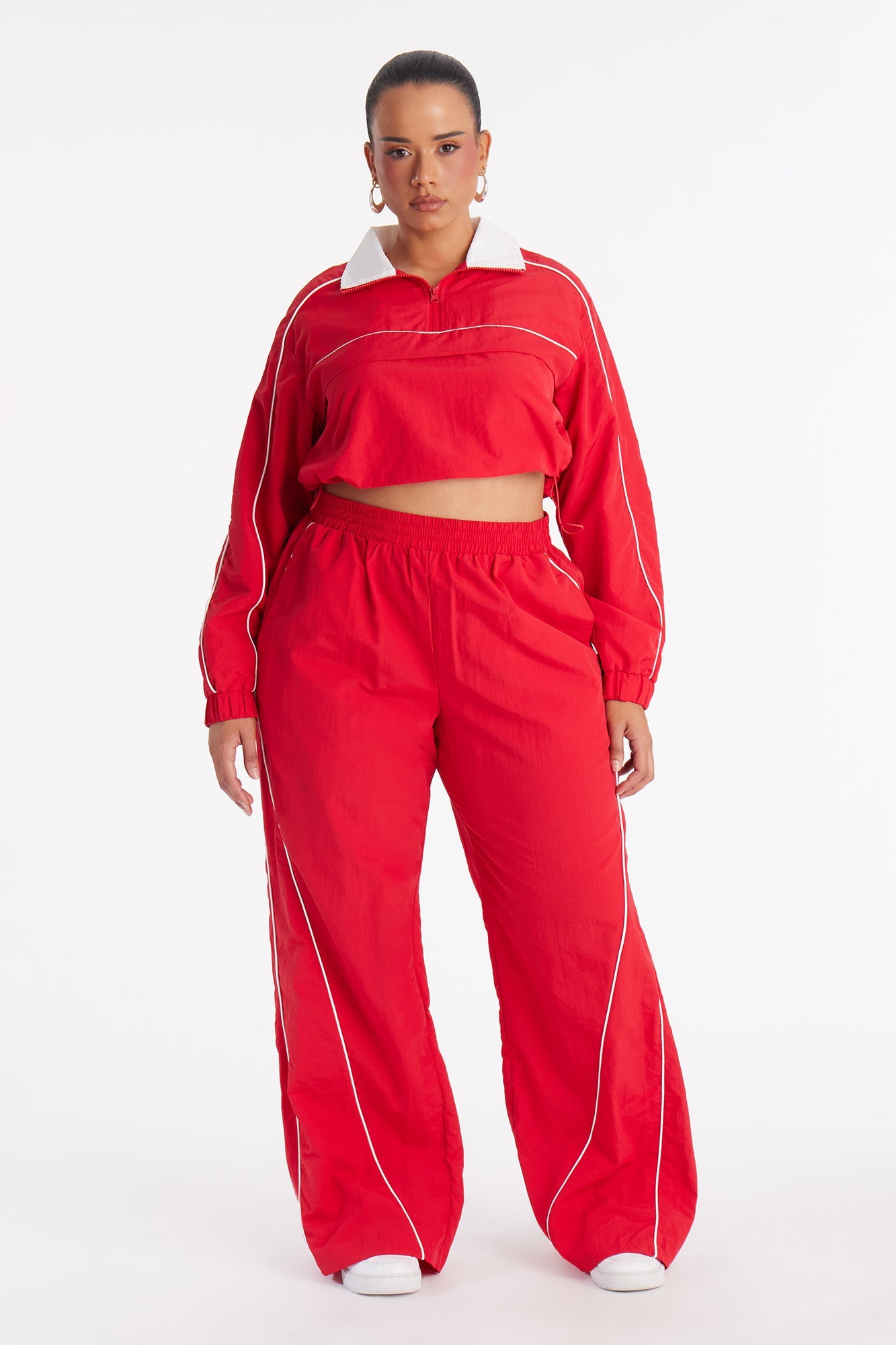 Around The Track Windbreaker Track Pants - Red/combo