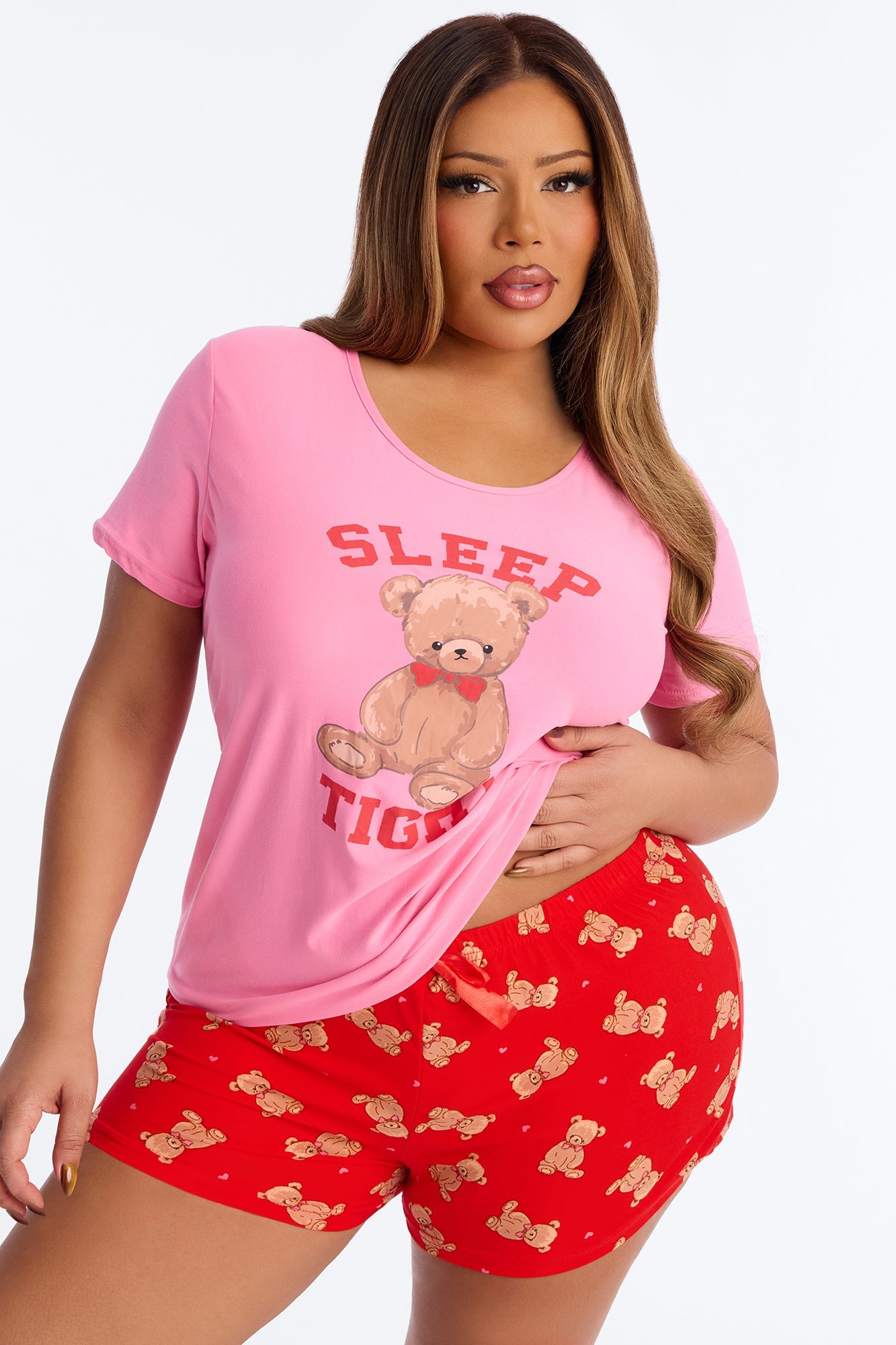Sleep Tight Short Sleeve PJ Short Set - Pink/combo