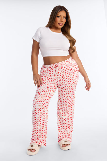 Sweetest Bear PJ Pants - Red/White