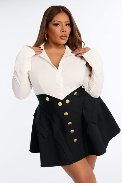 Secured The Bag Bandage Micro Mini Dress - Black/White