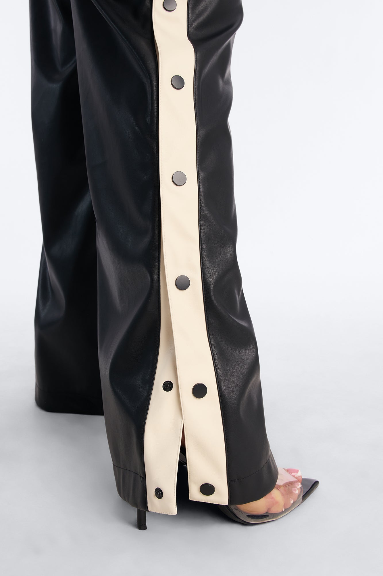 Street Feels Faux Leather Track Pant - Black/White