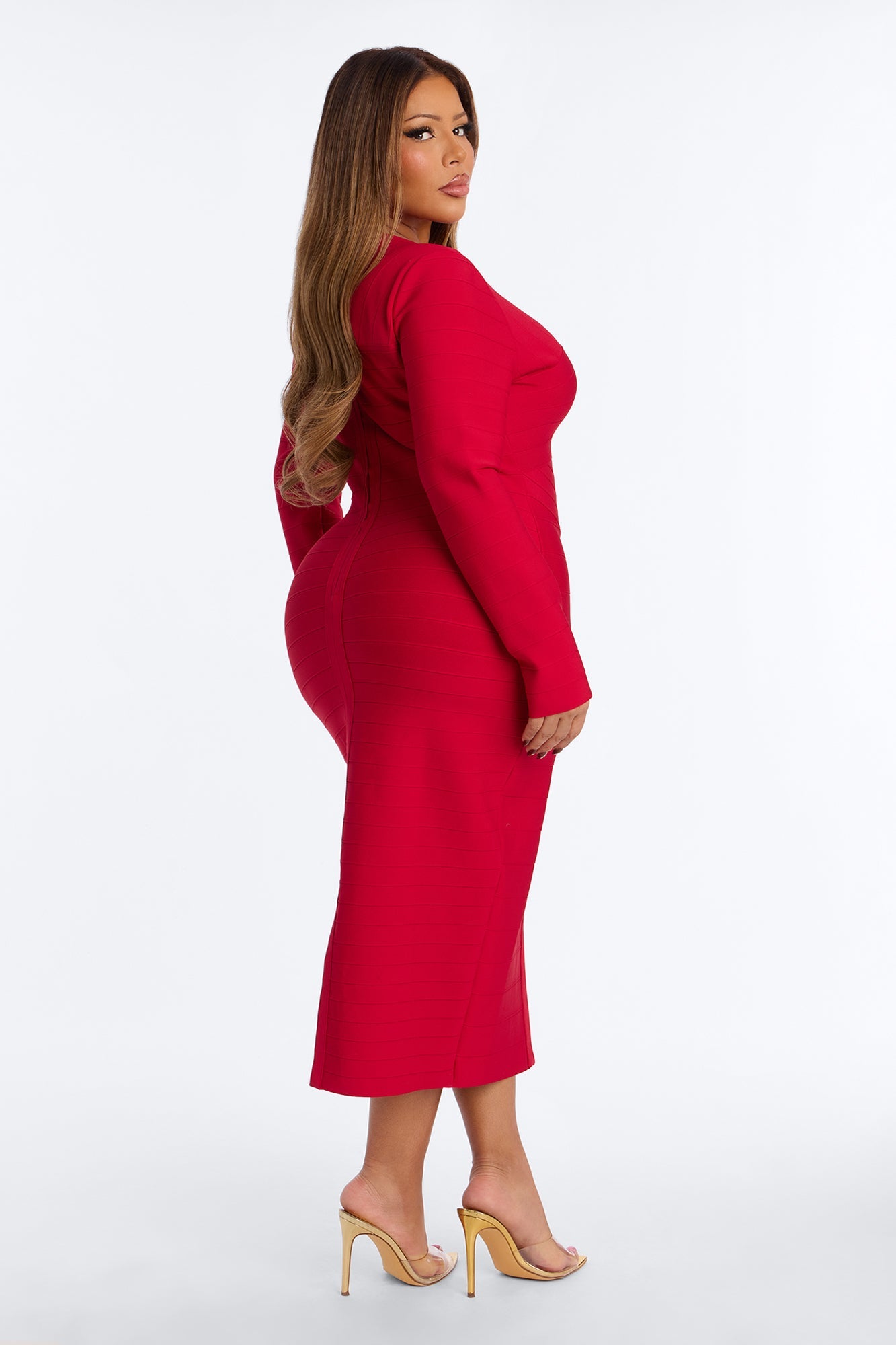 Kaylee Bandage Midi Dress - Red