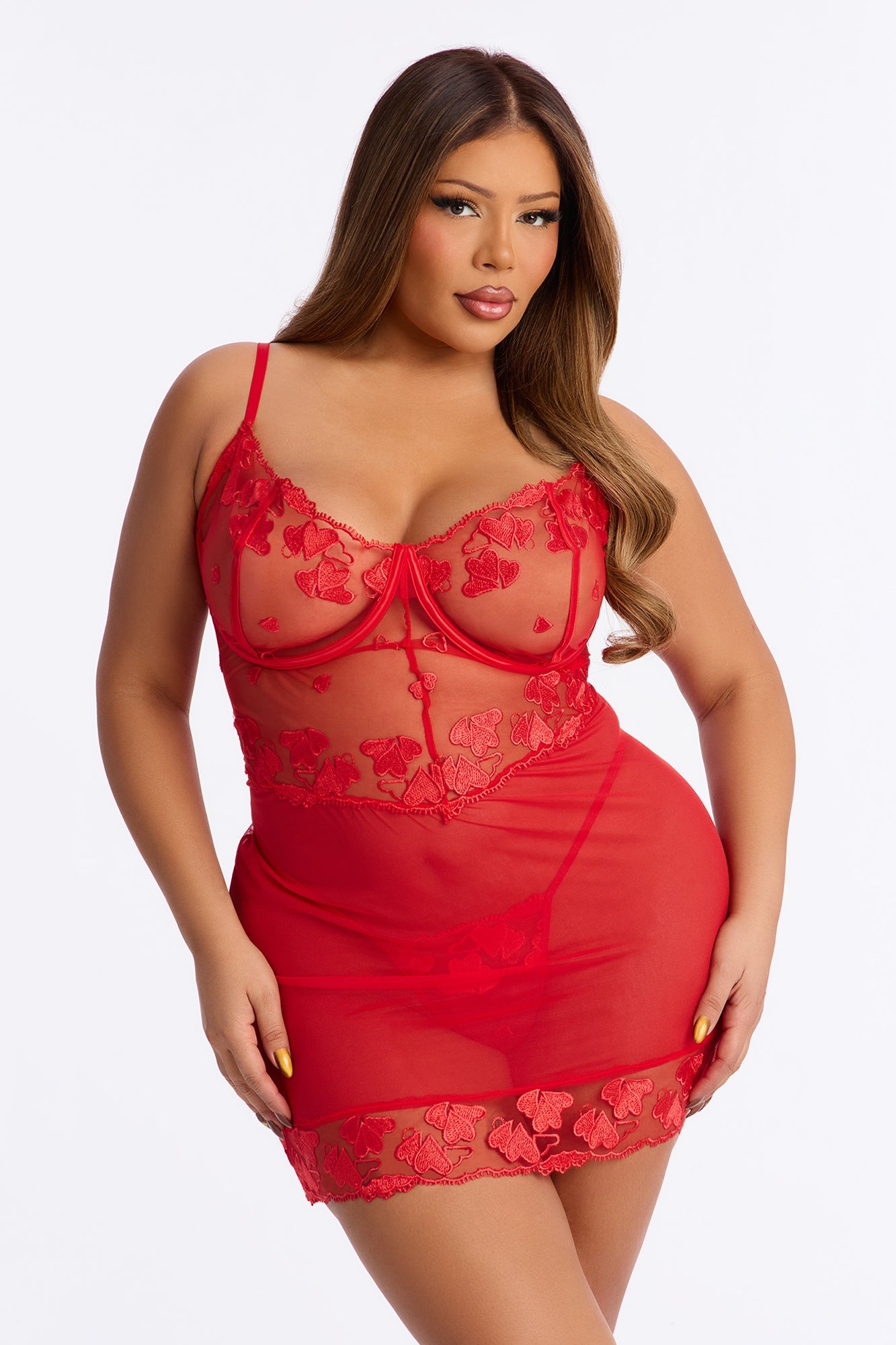 Heart Flutters Babydoll Set - Red