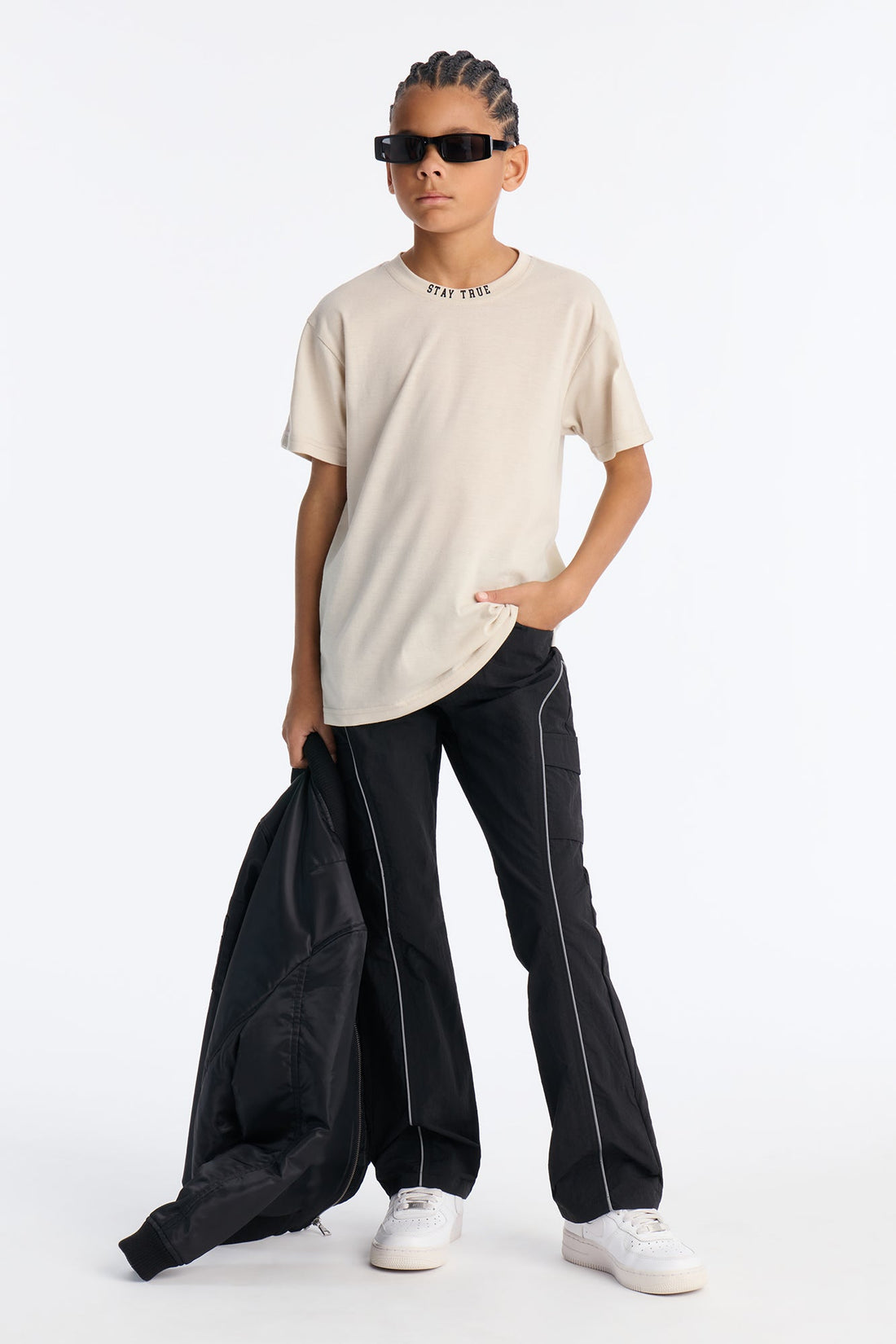 Mini Shake It Down Nylon Stacked Slim Flare Pants - Black