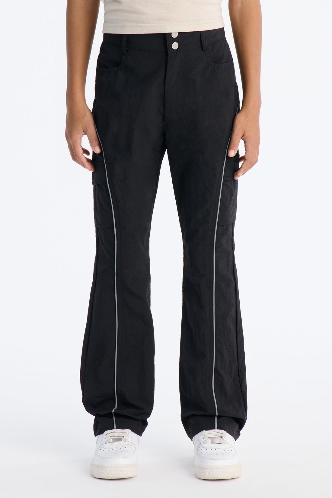 Mini Shake It Down Nylon Stacked Slim Flare Pants - Black