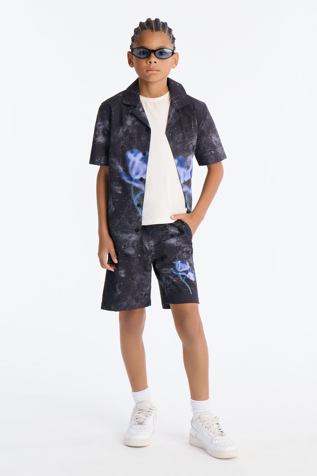 Mini Violet Static Seersucker Swim Classic Trunk - Black