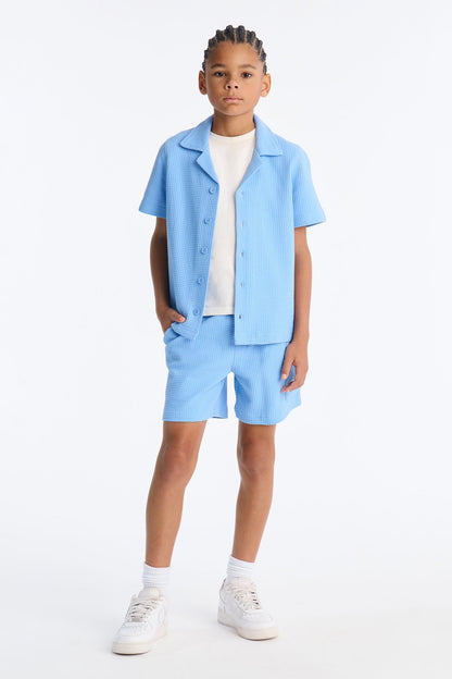 Mini Relaxed Culver City Waffle Knit Short - Light Blue