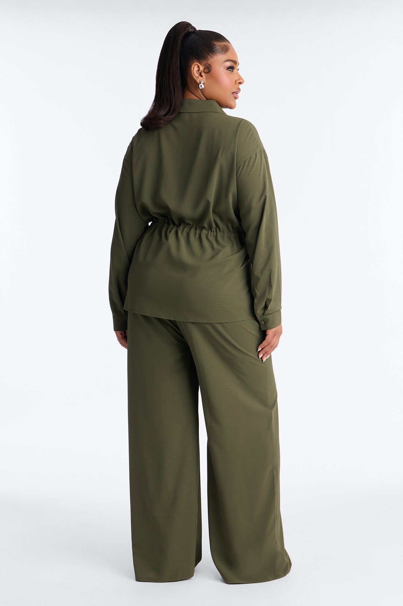 On A Safari Tie Waist Pant Set - Olive