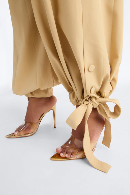 Anastasia Mid Rise Tie Ankle Jogger Pant 30″ - Mustard