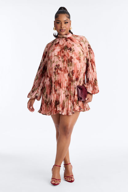 Piper Pleated Chiffon Mini Dress - Pink/combo