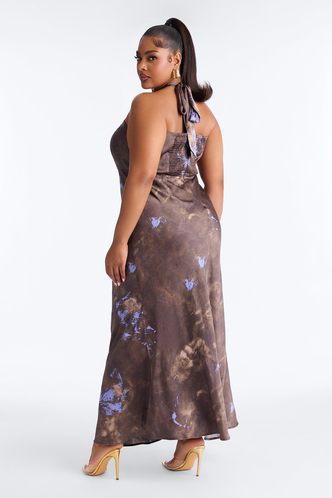 Celia Hardware Satin Maxi Dress - Blue/combo