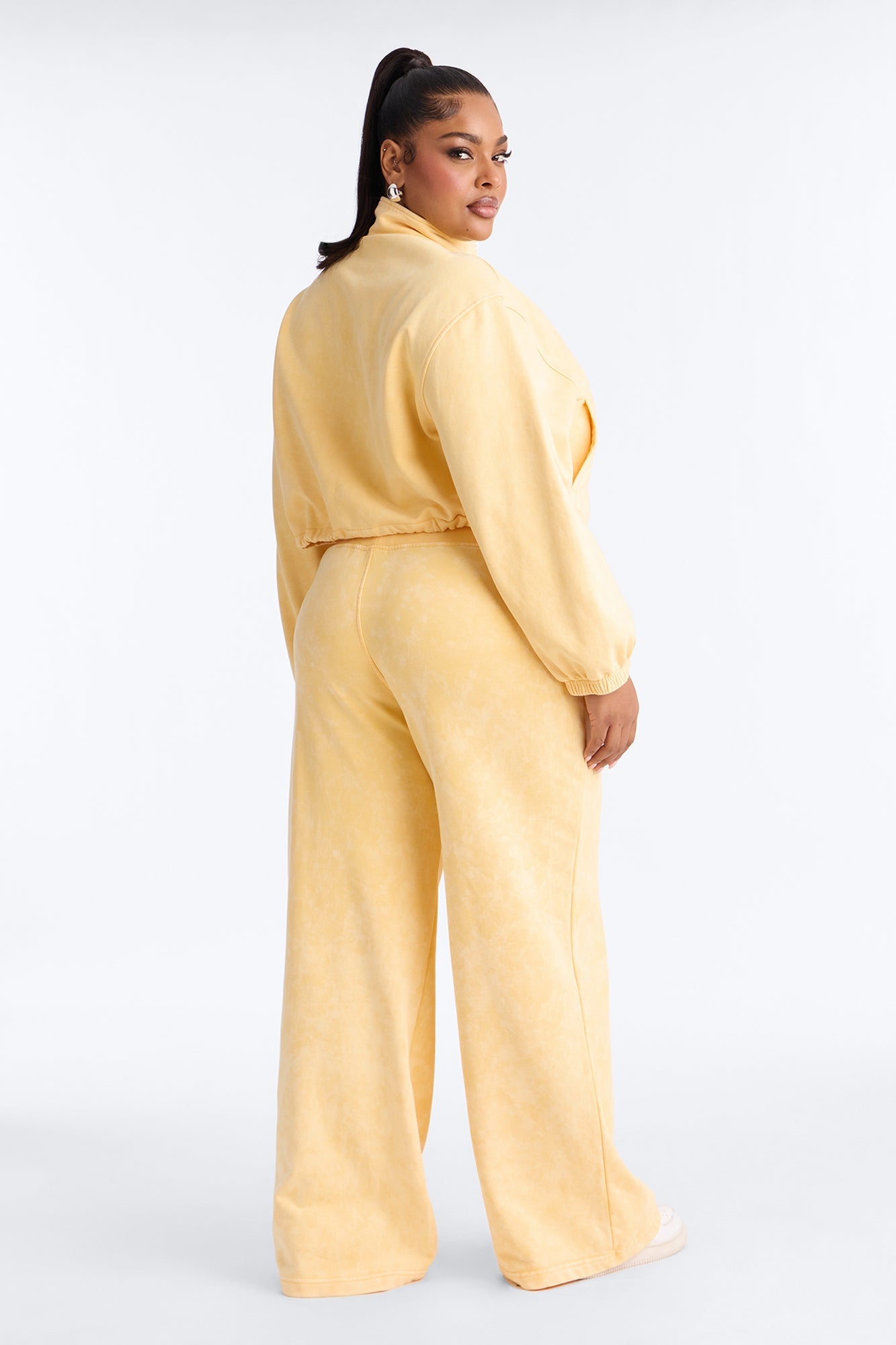 Lizel Washed Wide Leg Pant Set - Yellow