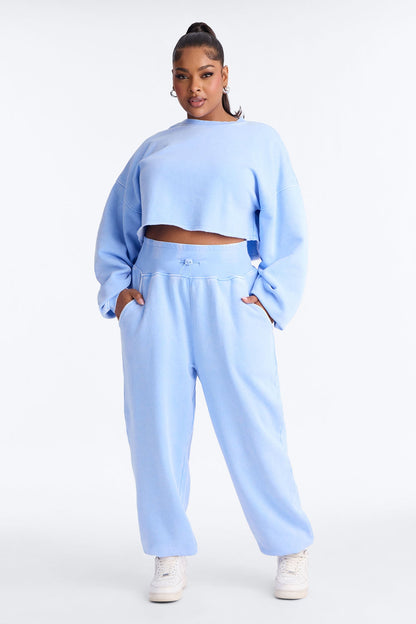 Feeling Good Fleece Jogger Set - Light Blue