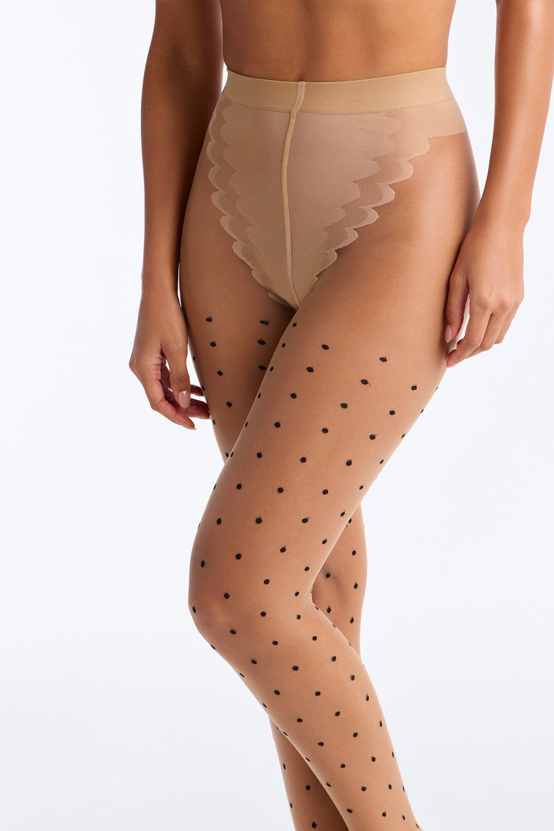 Amy Polka Dot Tights - Nude/combo