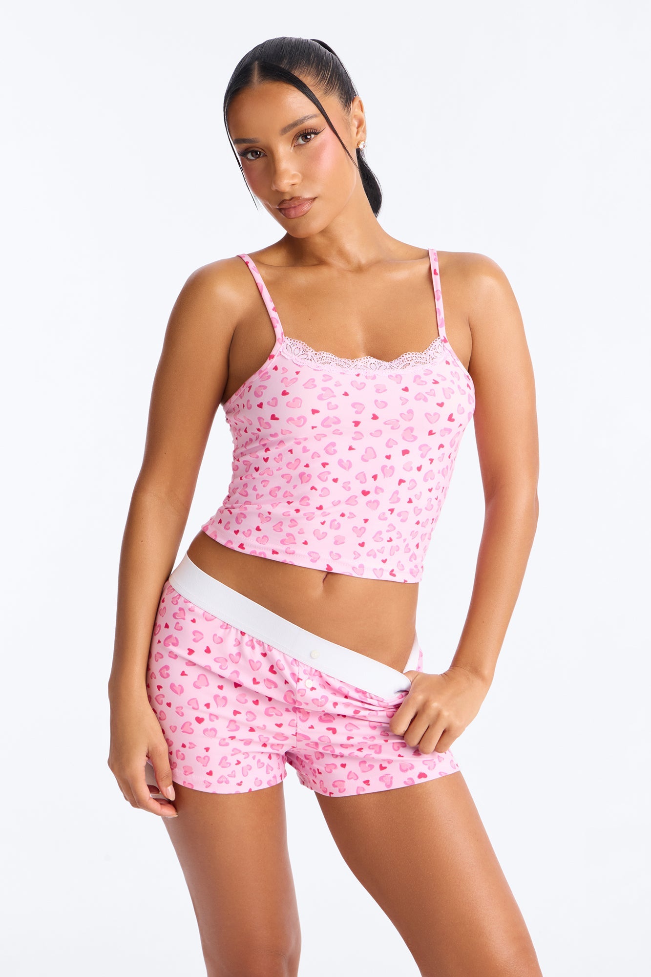 Wild Love Cami PJ Boxer Short Set - Pink