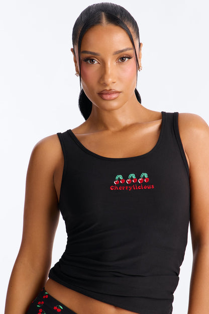 Cherrylicious Tank PJ Short Set - Black/Red
