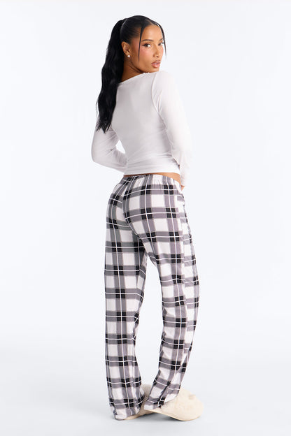 Thinking Of You Long Sleeve PJ Pant Set - White/Black