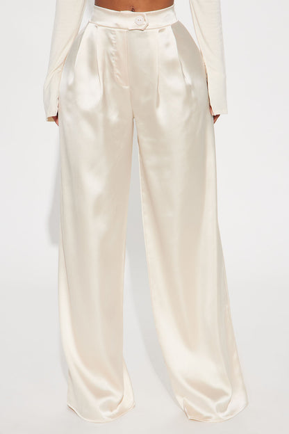 Tone It Down Satin Trouser - Cream