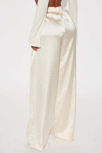 Tone It Down Satin Trouser - Cream