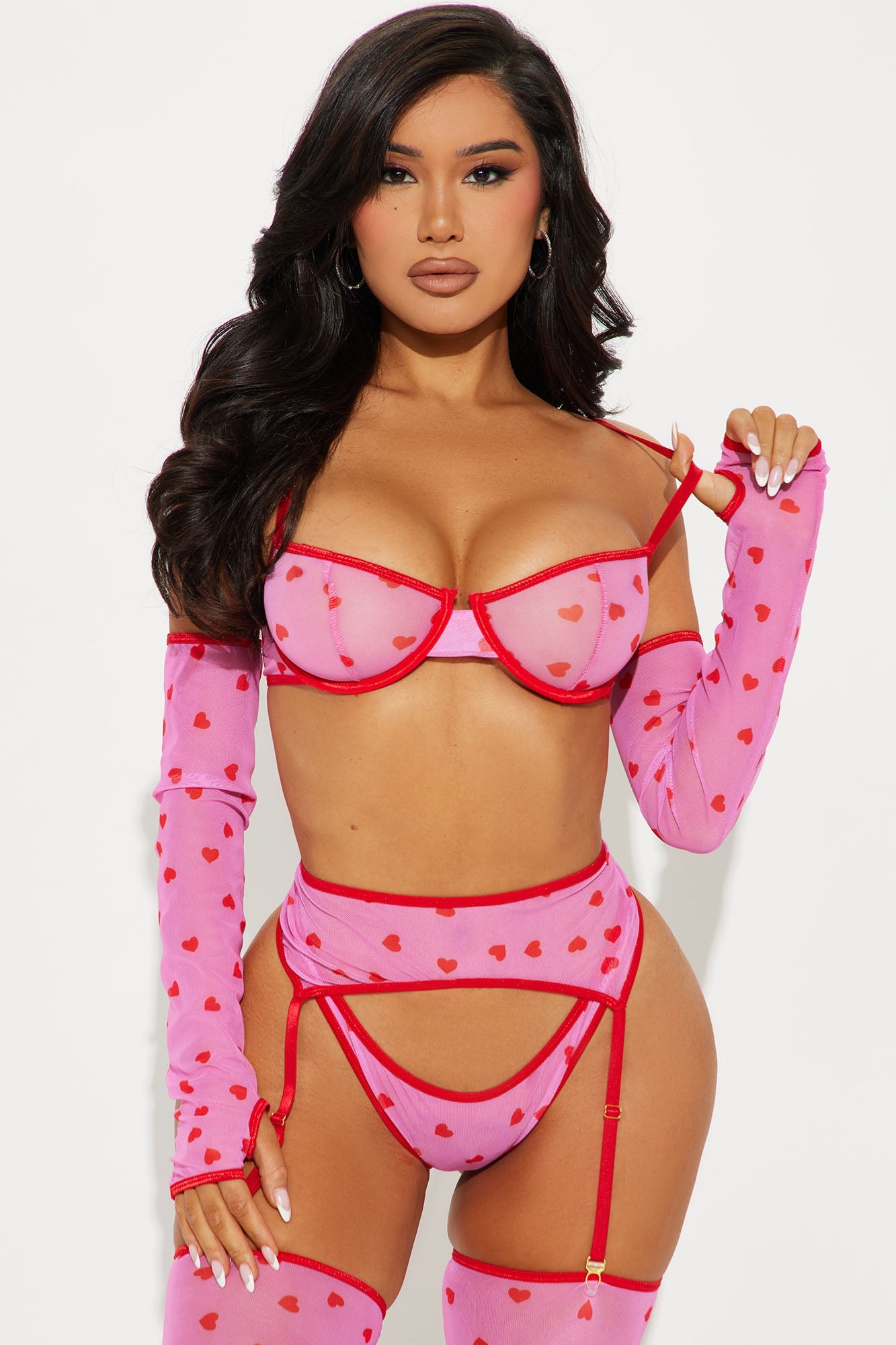 Sarah Heart Throb Mesh 5 Piece Set - Pink/combo