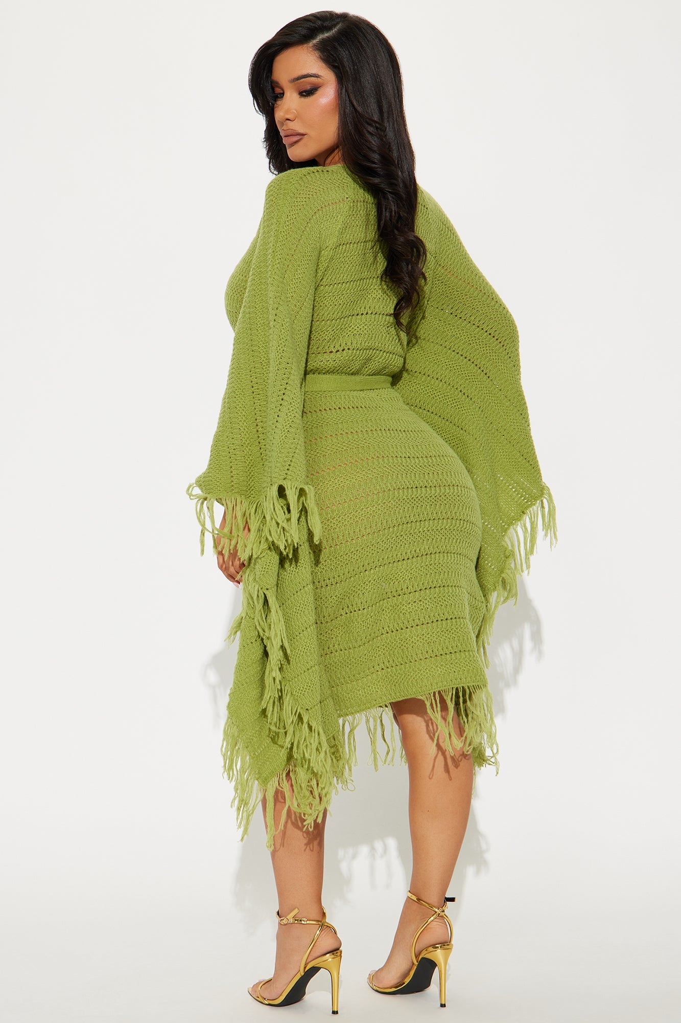 Embracing My Aura Sweater Midi Dress - Lime