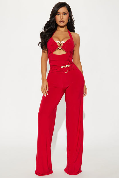 Purest of Hearts Jumpsuit - Red