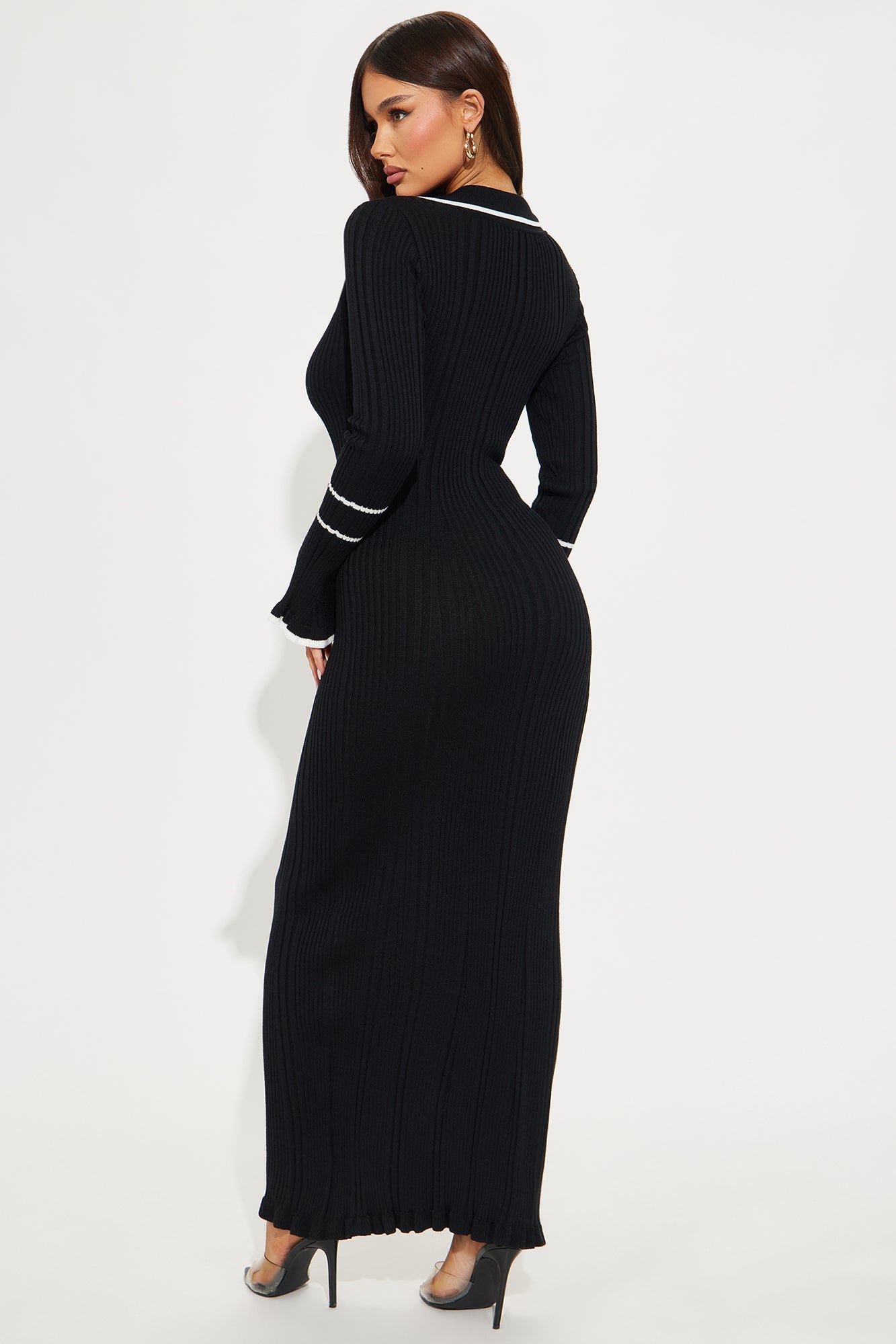 Karenna Sweater Maxi Dress - Black/White