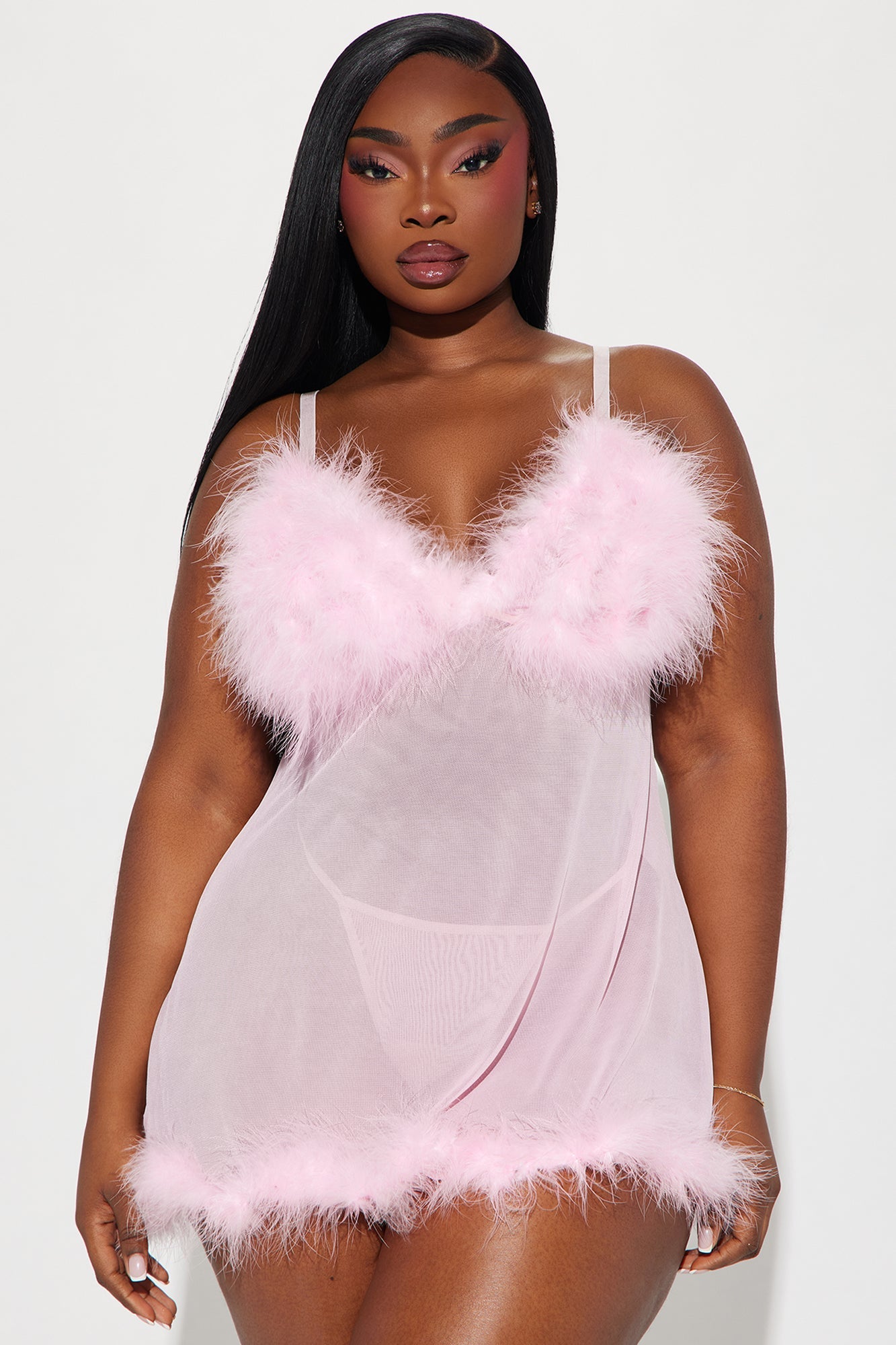 Sweet Lust Feather Babydoll - Pink