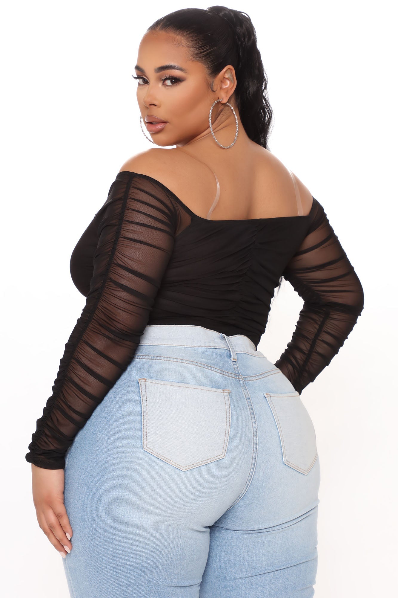 A Hot Mesh Bodysuit - Black