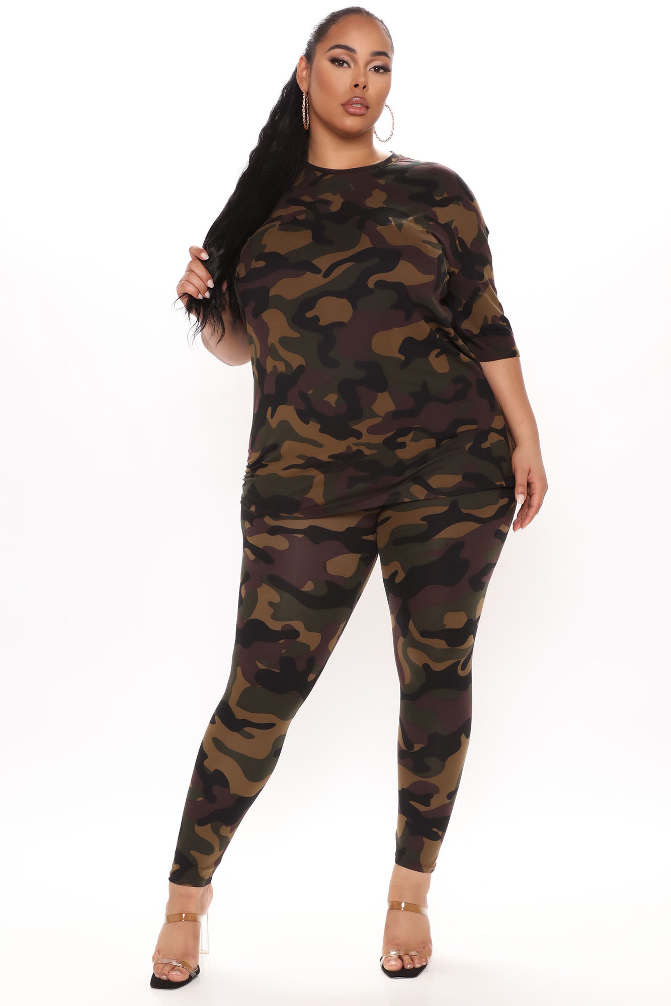 Weekend Vibes Camo Legging Set - Brown/combo
