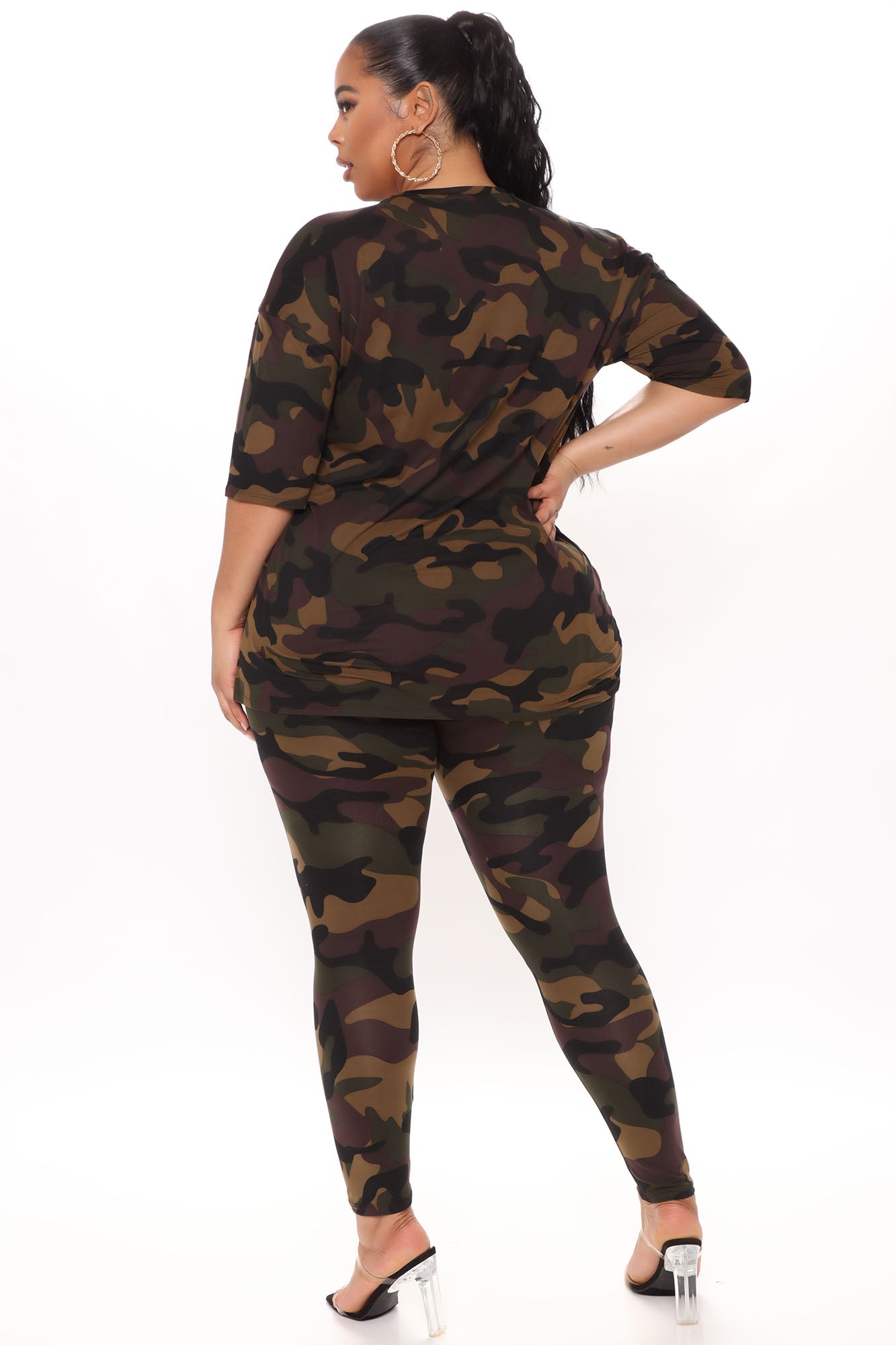 Weekend Vibes Camo Legging Set - Brown/combo