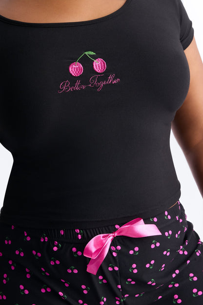 Better Together Short Sleeve PJ Short Set - Black/Pink