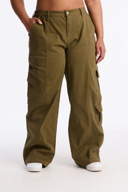 Berkely Washed Cargo Pant - Military Green