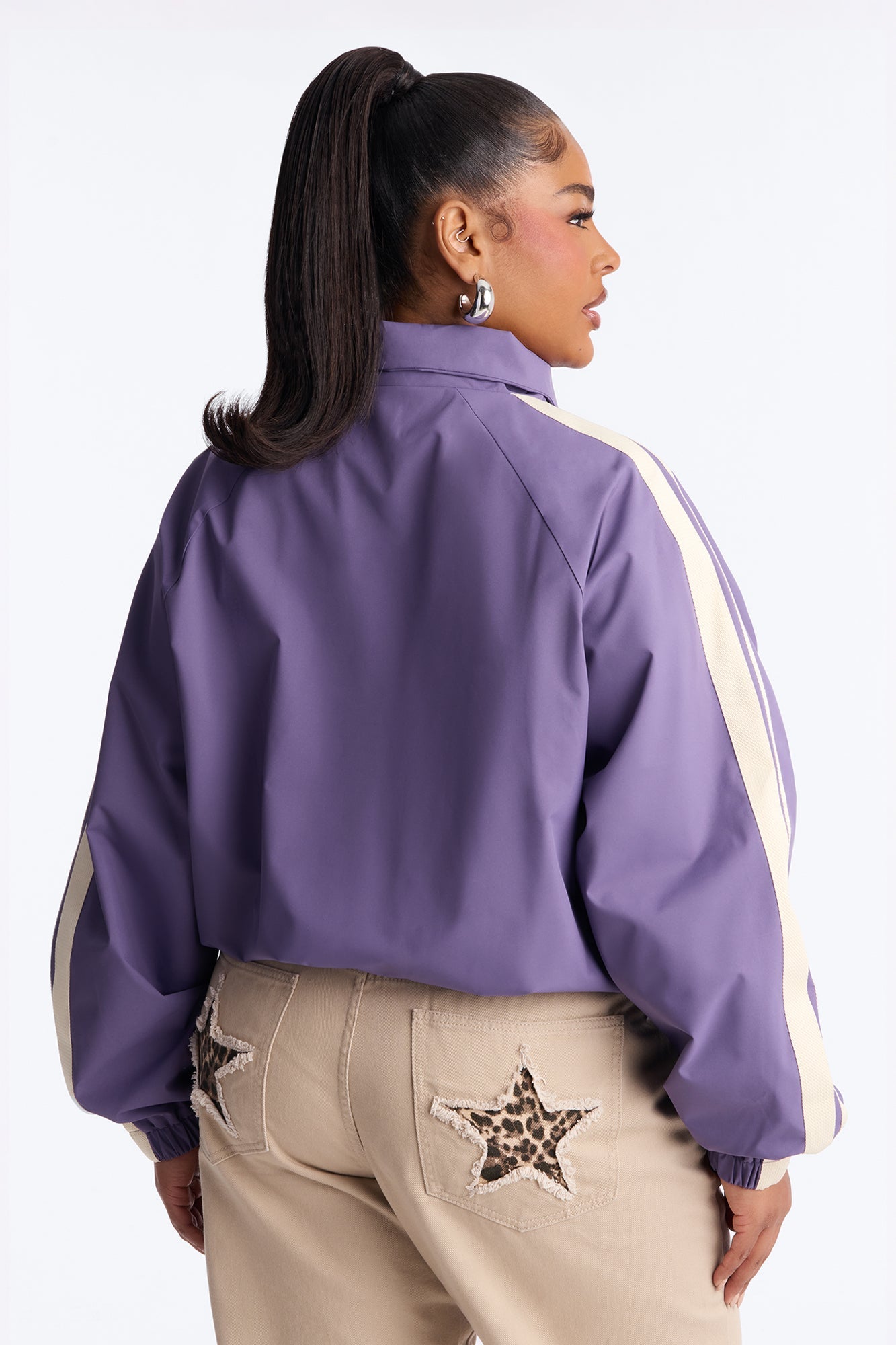 Trackstar Contrast Windbreaker Jacket - Lavender/combo