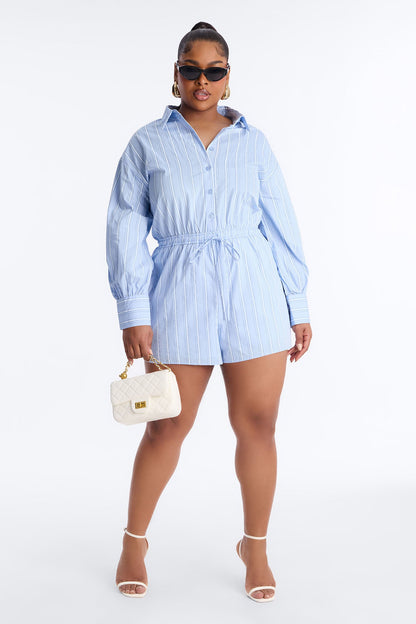 Workflow Poplin Romper - Light Blue
