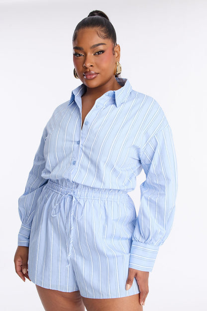 Workflow Poplin Romper - Light Blue
