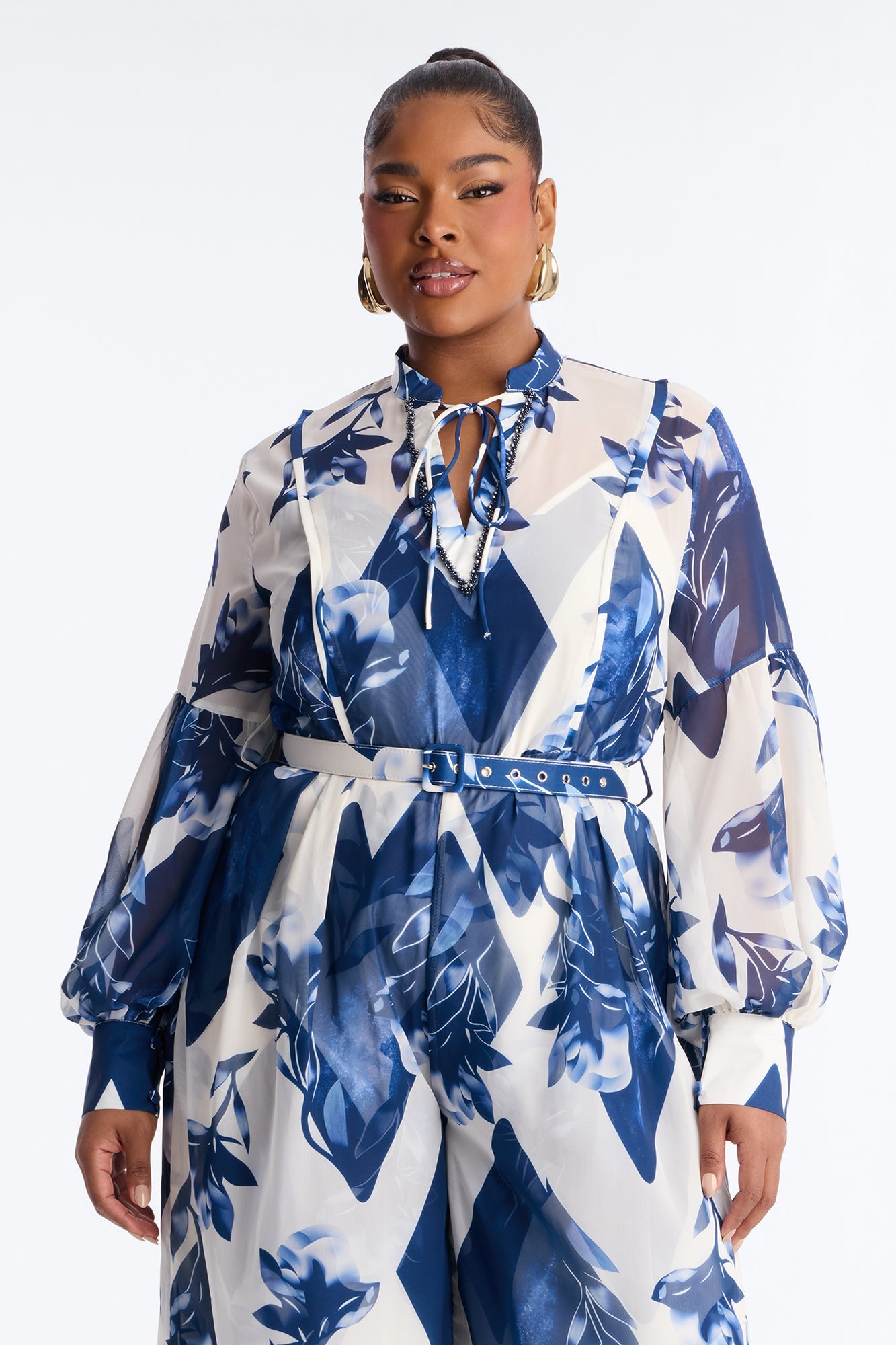 Paula Floral Wide Leg Jumpsuit - Blue