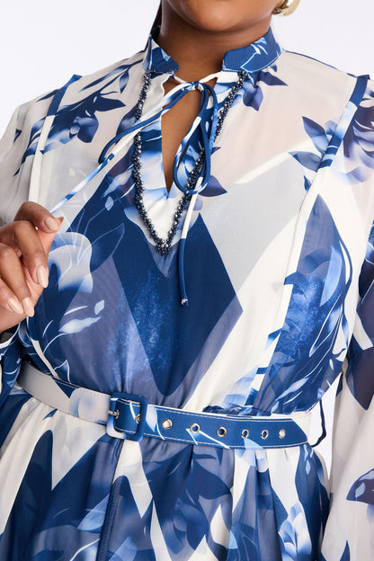 Paula Floral Wide Leg Jumpsuit - Blue