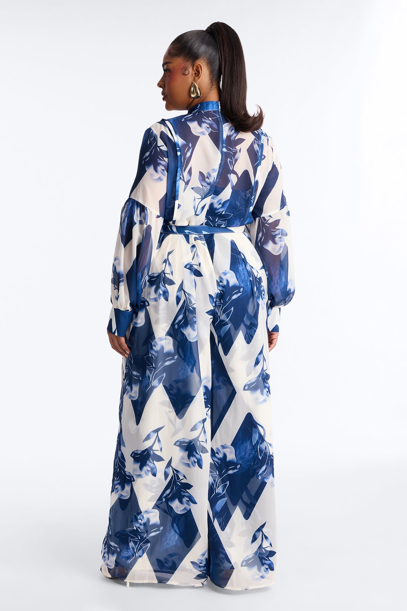 Paula Floral Wide Leg Jumpsuit - Blue
